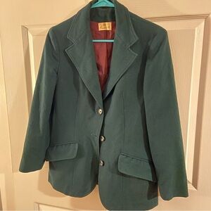 Green Wool Blazer with Button Closure